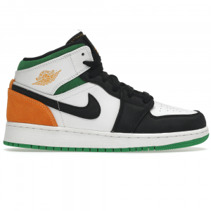 Air Jordan 1 Mid White Orange Green
