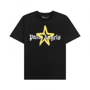 Camiseta Palm Angels Graffiti Star Negra y Amarillo
